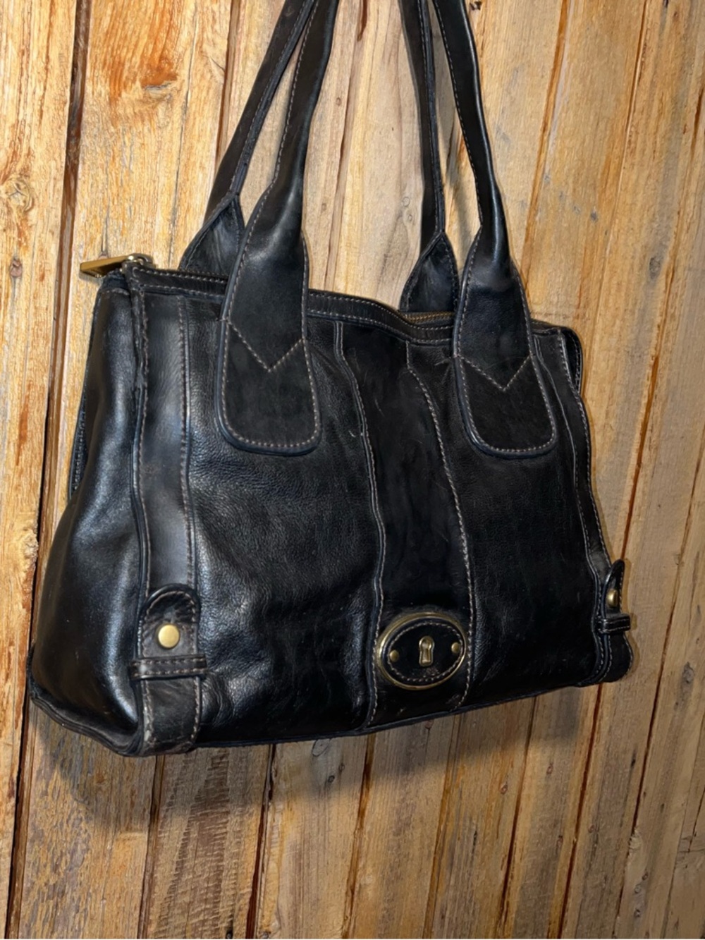 Fossil Reissue Black Leather Shoulder Bag - Picture 2 of 9